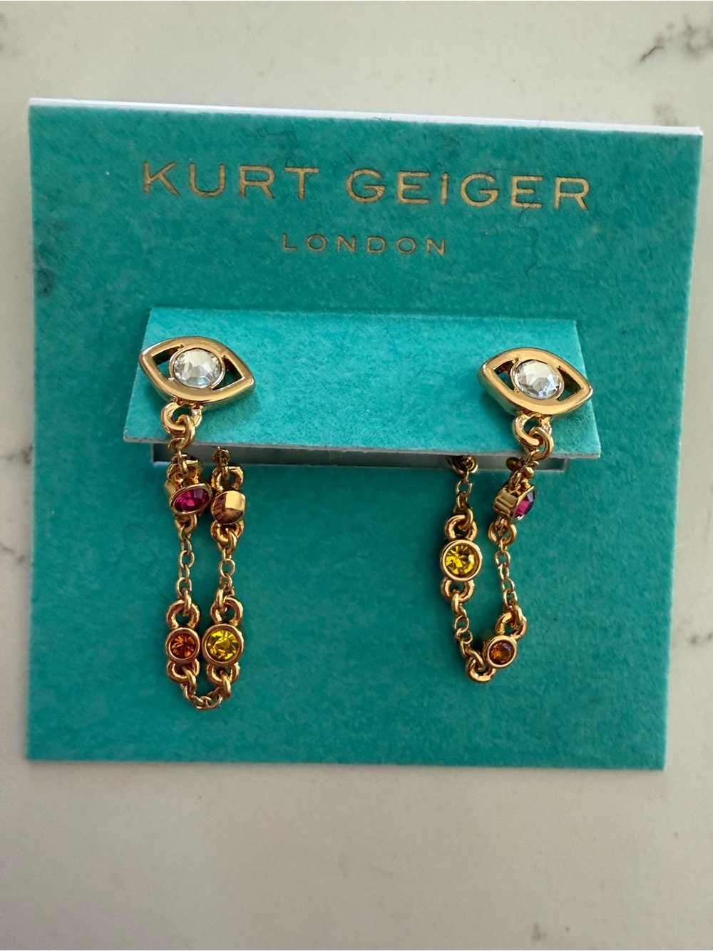 Kurt Geiger Gold-Tone Multicolor Eye Drop Earrings